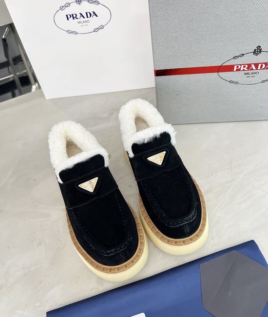 Prada Warm Fleece Lined Suede Platform Fashion Shoes