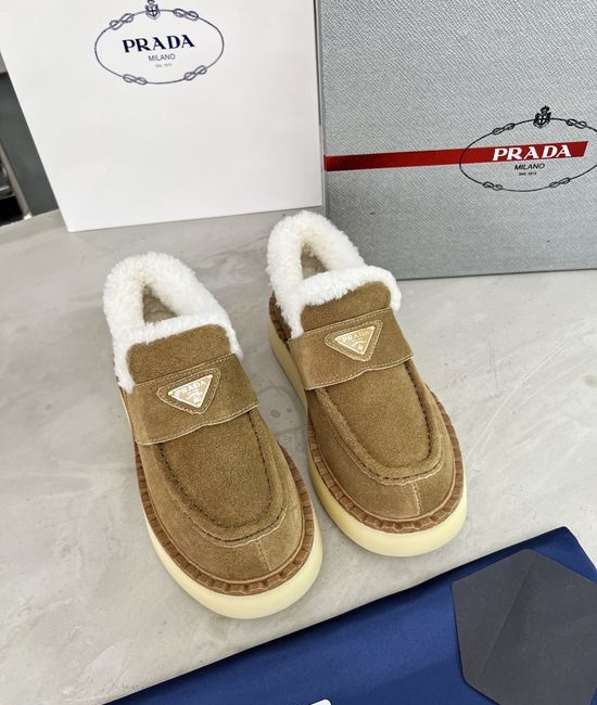 Prada Warm Fleece Lined Suede Platform Fashion Shoes