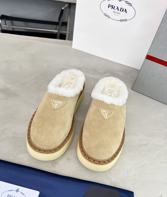 Prada Warm Fleece Lined Suede Platform Fashion Shoes