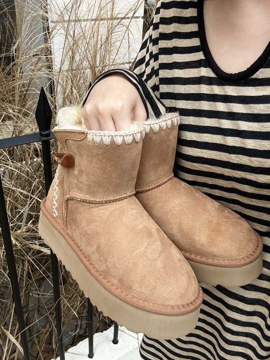 UGG Braided Horn Button Short Snow Boots Warm Durable Cozy Footwear