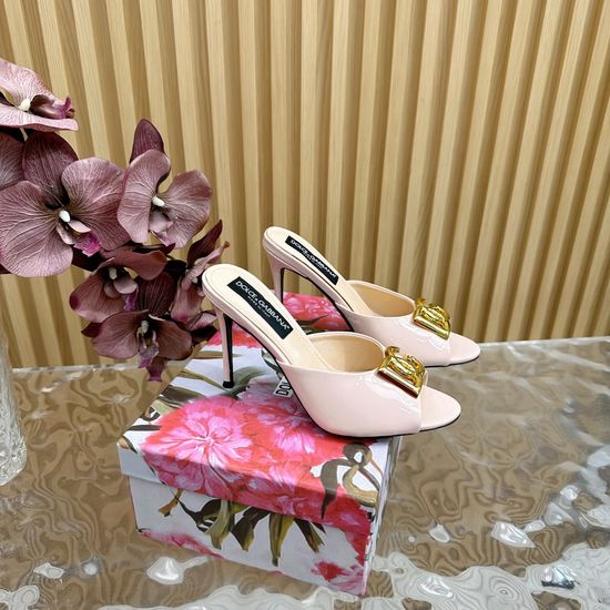 Dolce & Gabbana Rhinestone Embellished Retro Leather Slide Heels