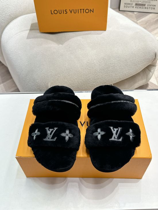 Louis Vuitton Retro Fleece Lined Slip On Shoes Warm Comfortable Footwear