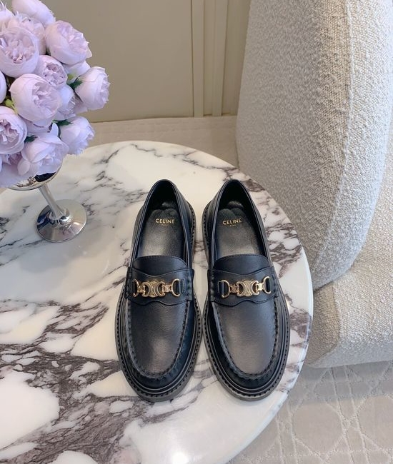 Celine Classic Logo Decor Loafer Shoes Versatile Comfortable