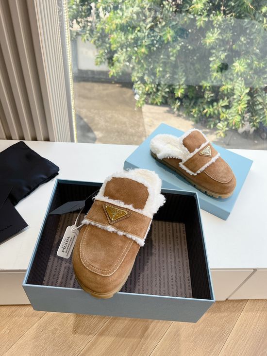 Prada Fleece Lined Slip On Platform Warm Winter Boots