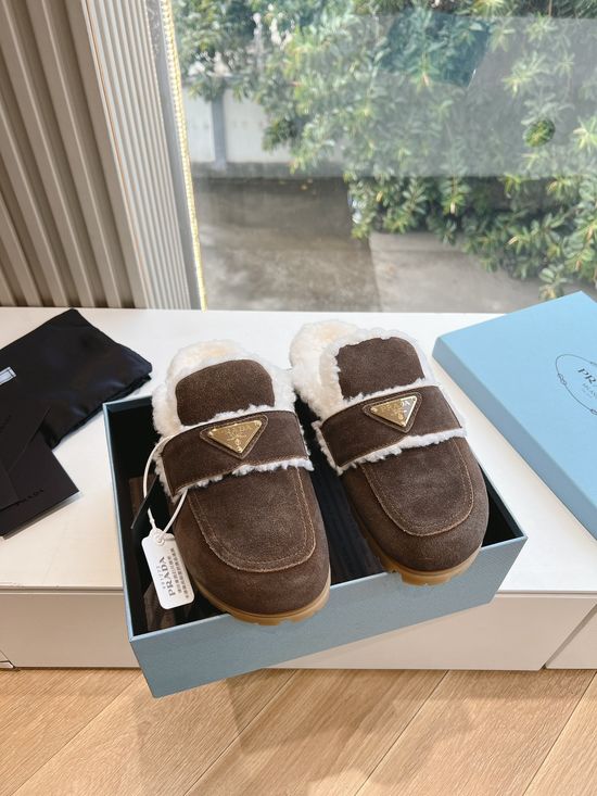Prada Fleece Lined Slip On Platform Warm Winter Boots