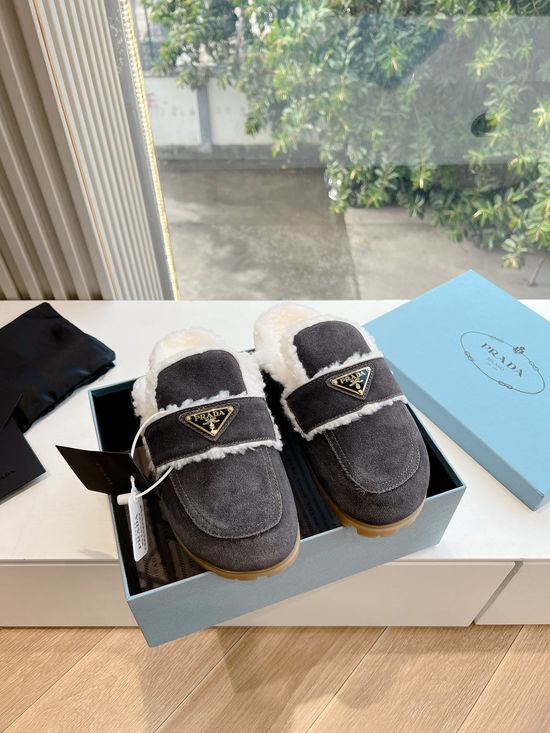 Prada Fleece Lined Slip On Platform Warm Winter Boots