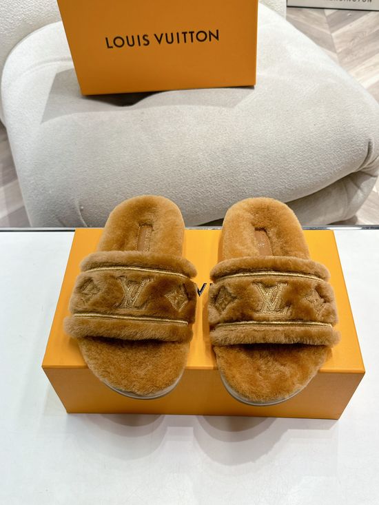 Louis Vuitton Retro Fleece Lined Slip On Shoes Warm Comfortable Footwear