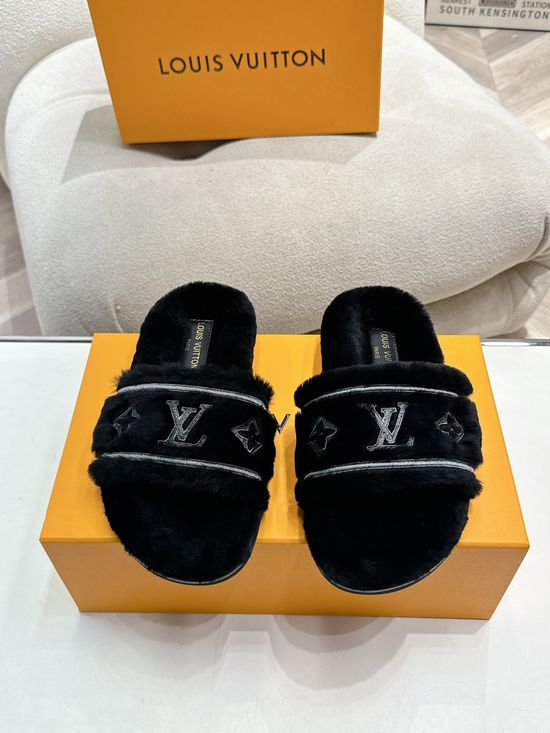 Louis Vuitton Retro Fleece Lined Slip On Shoes Warm Comfortable Footwear