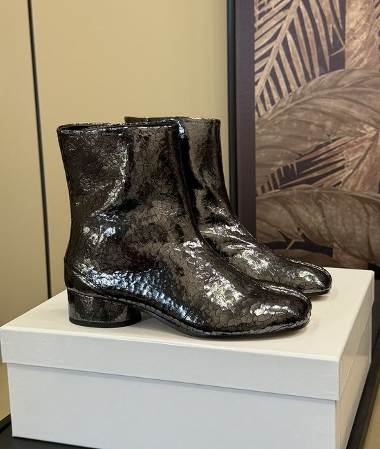 Maison Margiela MM6 Soft Leather Buckle Ankle Boots Comfortable Chunky Heel