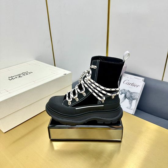 McQueen Chunky Sole Ankle Boots Premium Leather Upper