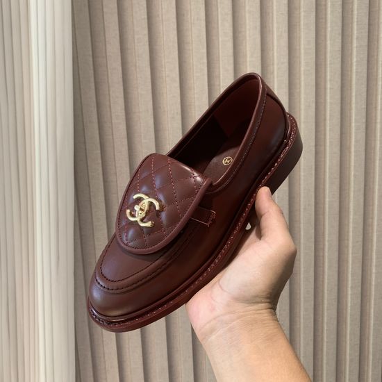 Chanel Elegant Genuine Leather Dress Shoes with Decorative Buckle