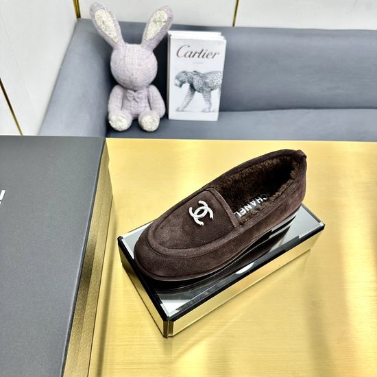 Chanel Fuzzy Suede Loafers with Fleece Lining