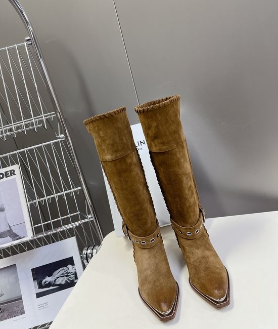 Celine Vintage Style Logo Accent Calfskin Ankle Boots