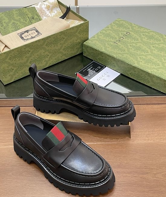 Gucci Webbing Embellished Platform Loafers Premium Quality