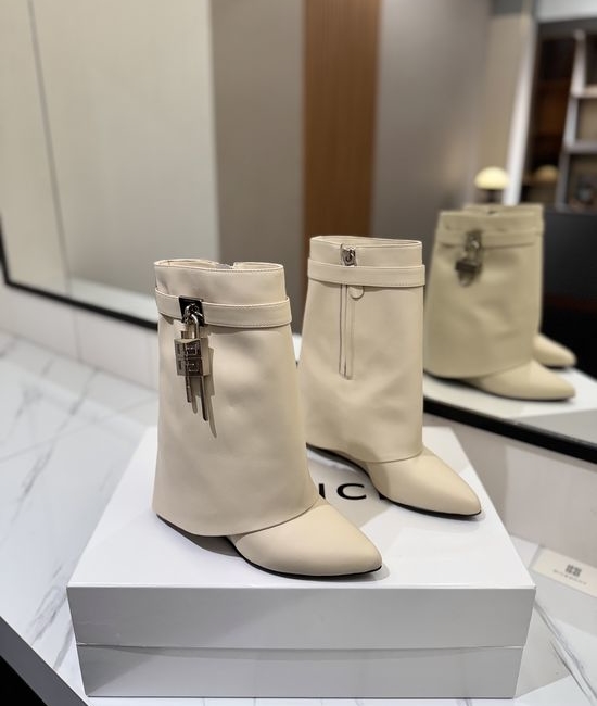 Givenchy Premium Leather High Heel Knee High Boots with Buckle