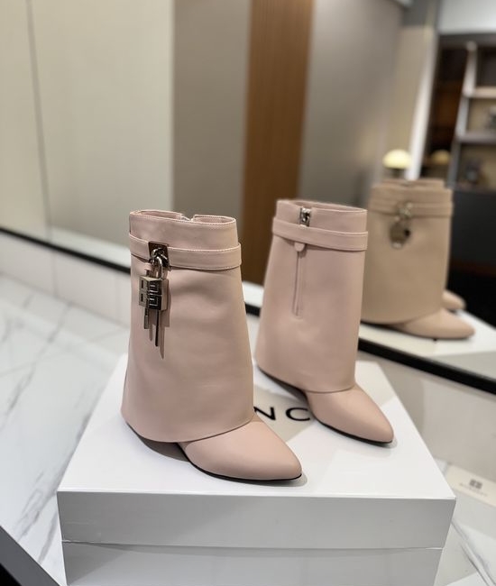 Givenchy Premium Leather High Heel Knee High Boots with Buckle