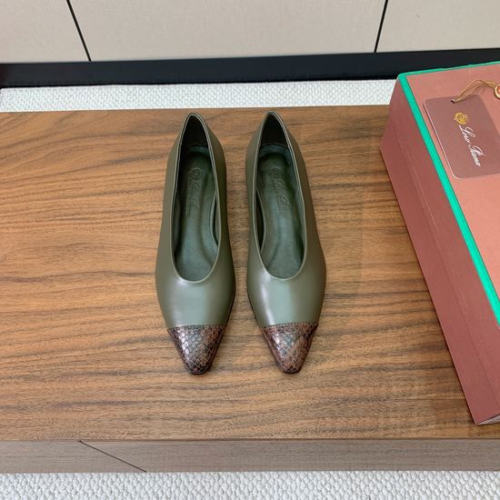 Loro Piana Leather Colorblock Flats Classic Minimalist Style Comfortable Wear