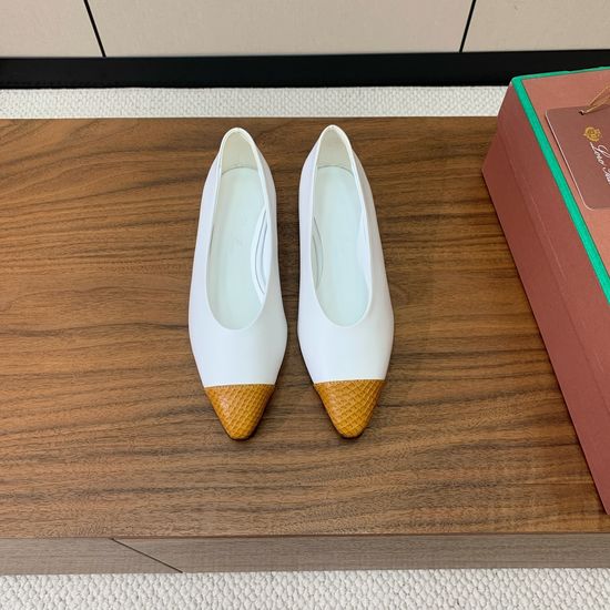 Loro Piana Leather Colorblock Flats Classic Minimalist Style Comfortable Wear