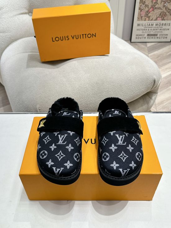 Louis Vuitton Stylish Plush Lined Slip On Mules Comfortable Casual Shoes
