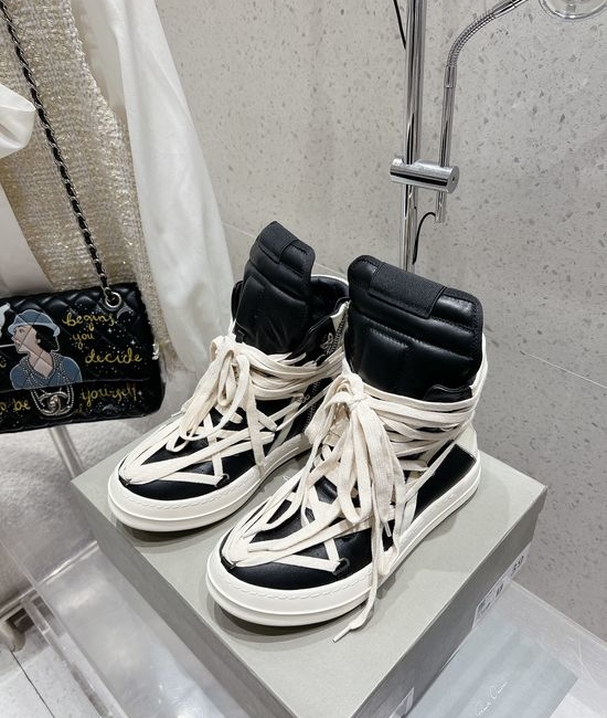 Rick Owens Premium Leather Lace-Up Ankle Boots For Daily Wear