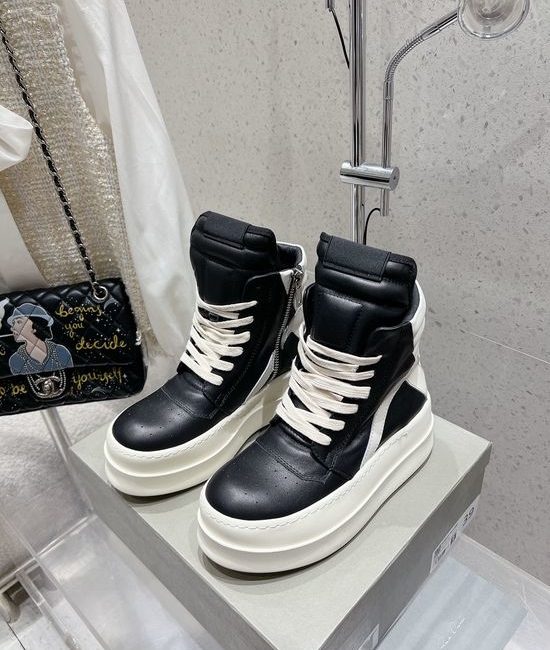 Rick Owens Platform Leather Lace-Up Ankle Boots Comfortable