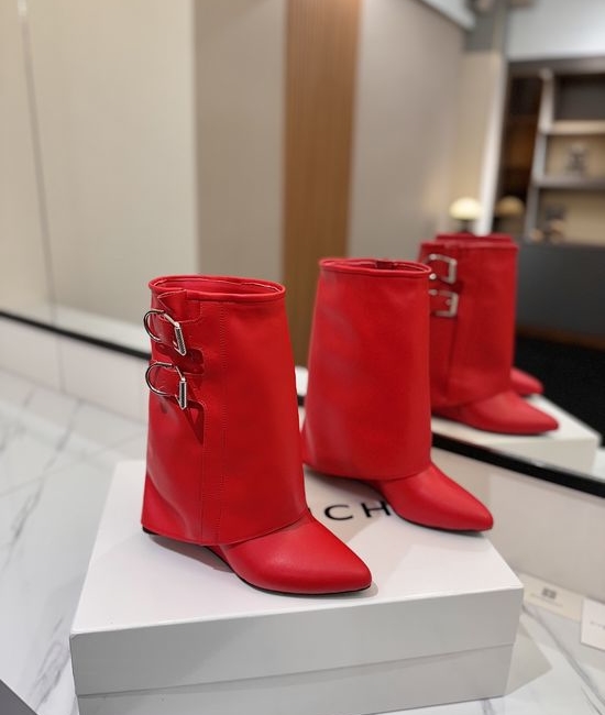 Givenchy Cowhide Knee High Heel Boots With Logo Buckle