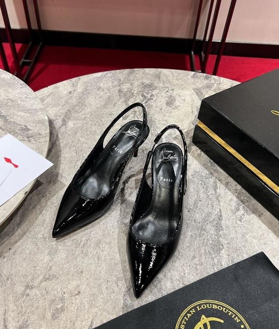Christian Louboutine Kitten Heel Slingback Shoes With Metal Accent