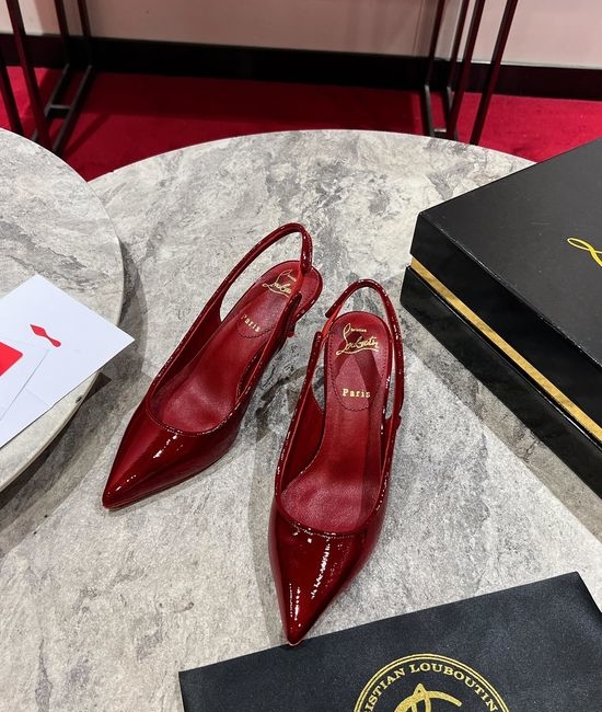 Christian Louboutine Kitten Heel Slingback Shoes With Metal Accent
