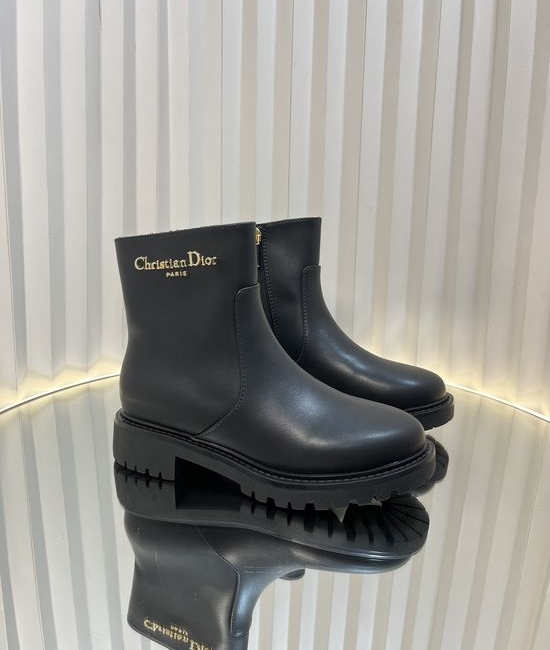 Christian Dior CD Punk Style Low-heel Ankle Boots with CD Logo
