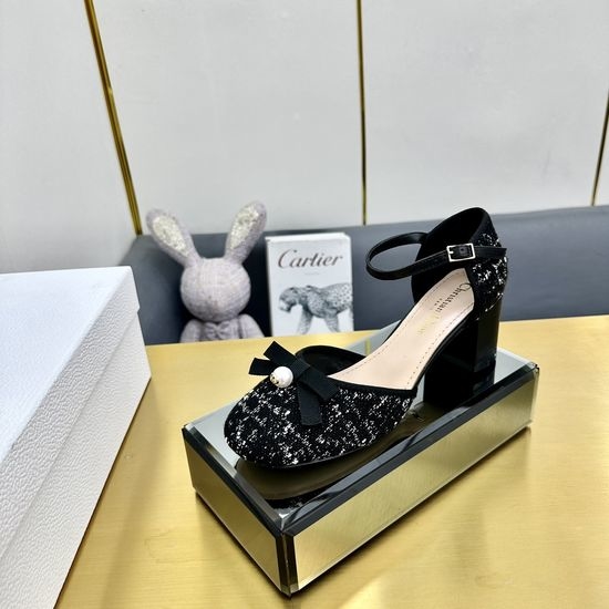 Christian Dior CD Embroidered Ballet Flats with Pearl Buckle