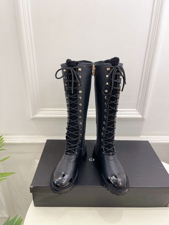 Chanel Elegant Knee-High Boots with Custom Molded Sole