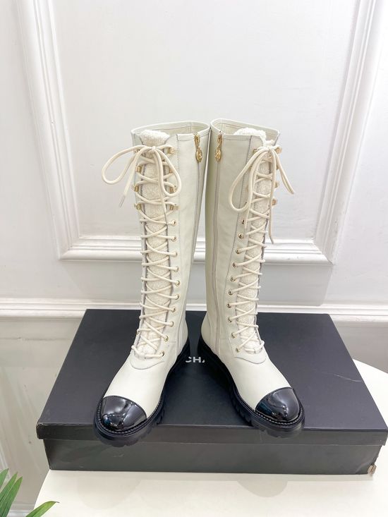 Chanel Elegant Knee-High Boots with Custom Molded Sole