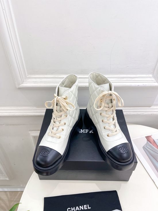 Chanel Chic Leather Ankle Boots with Logo Buckle Detail