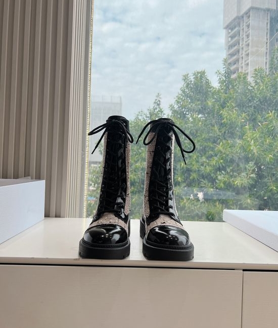 Christian Dior CD Round Toe Chelsea Mid Calf Knight Boots Durable Outsole
