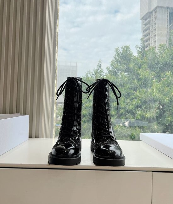 Christian Dior CD Round Toe Chelsea Mid Calf Knight Boots Durable Outsole