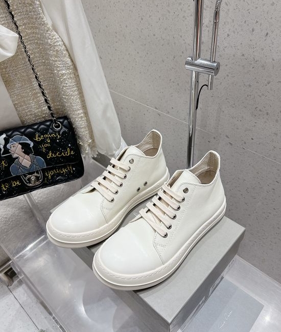 Rick Owens Lace-up Casual Sneakers Soft Leather Upper Comfortable Sole