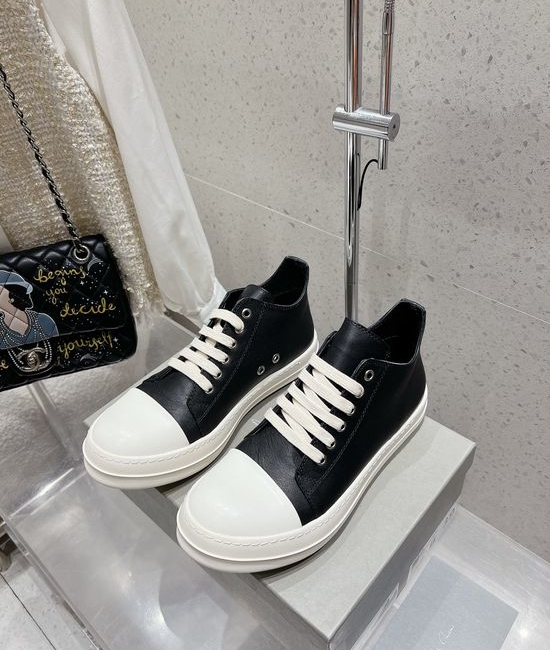 Rick Owens Lace-up Casual Sneakers Soft Leather Upper Comfortable Sole