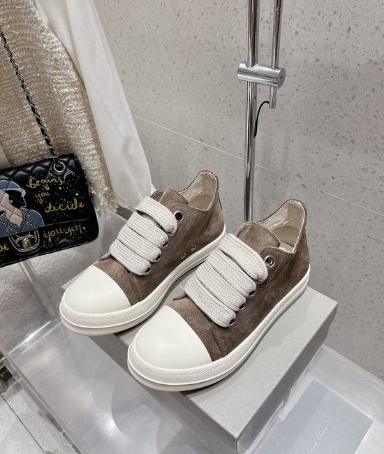 Rick Owens Lace-up Casual Sneakers Soft Leather Upper Comfortable Sole