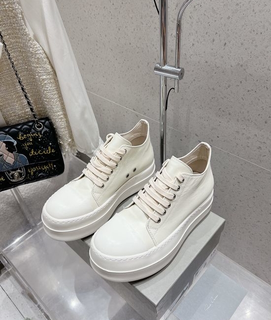 Rick Owens Lace-up Casual Sneakers Soft Leather Upper Comfortable Sole