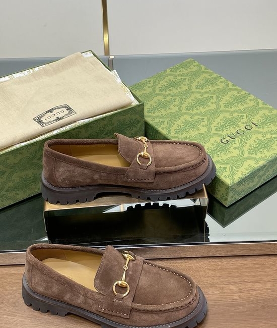 Gucci Suede Horsebit Low Top Platform Loafer Shoes Classic Design