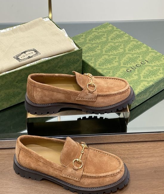Gucci Suede Horsebit Low Top Platform Loafer Shoes Classic Design