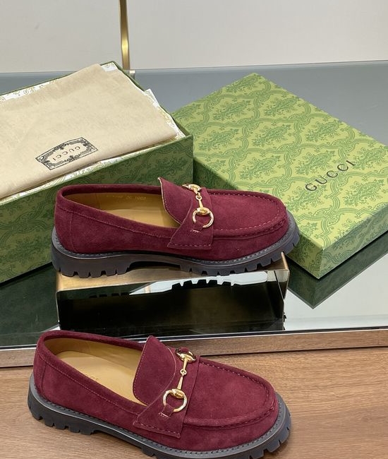 Gucci Suede Horsebit Low Top Platform Loafer Shoes Classic Design