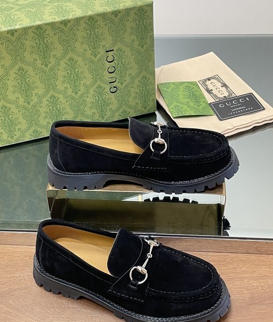 Gucci Suede Horsebit Low Top Platform Loafer Shoes Classic Design