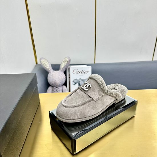 Chanel Sheepskin Lined Platform Slip On Mule Sandals