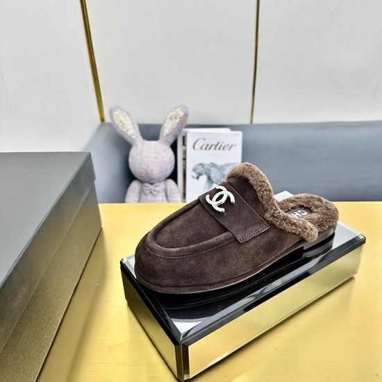 Chanel Sheepskin Lined Platform Slip On Mule Sandals