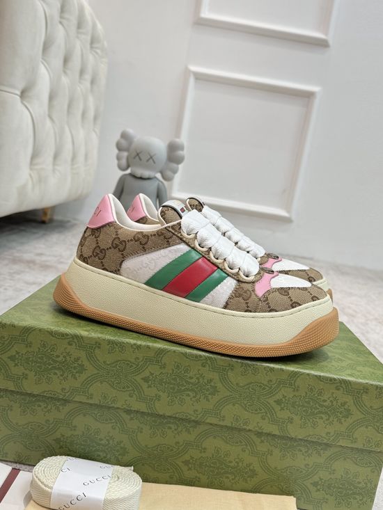 Gucci Retro Distressed Platform Sneakers Soft Lining Non Slip Sole