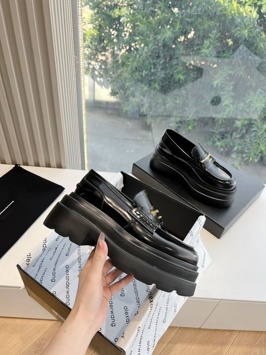 Alexander Wang Elevated Platform Sneakers Leather Upper Metallic Accent Footwear