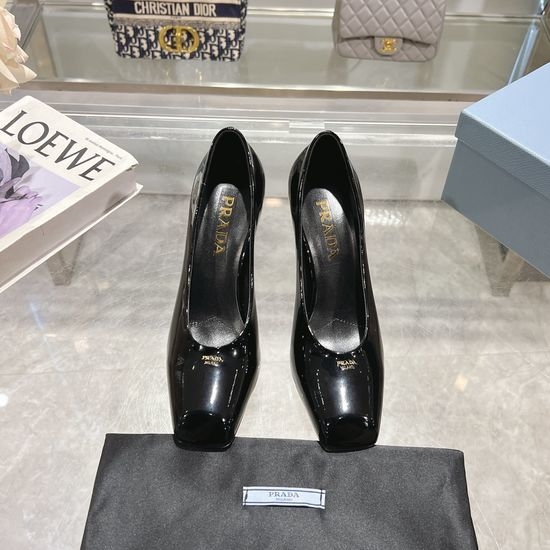 Prada Square Toe Chunky High Heel Backless Sandals