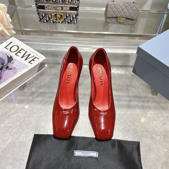 Prada Square Toe Chunky High Heel Backless Sandals