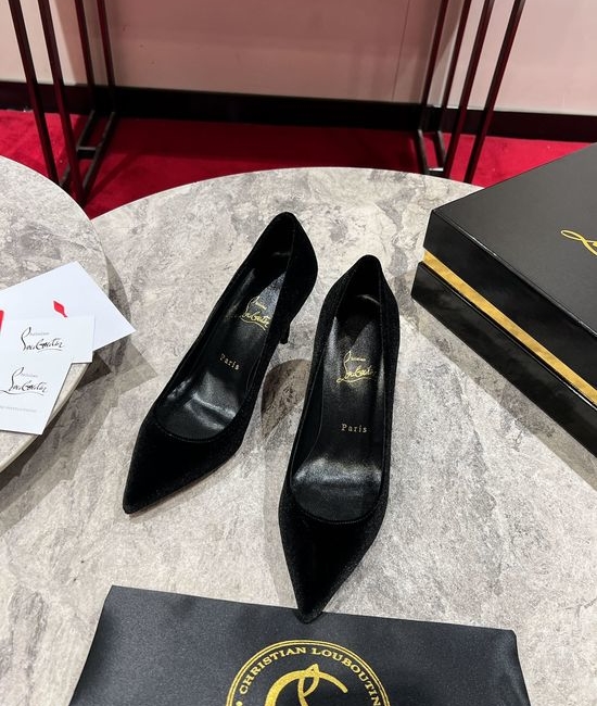 Christian Louboutine Velvet Pointed Toe Slip On Stiletto Heel Pumps